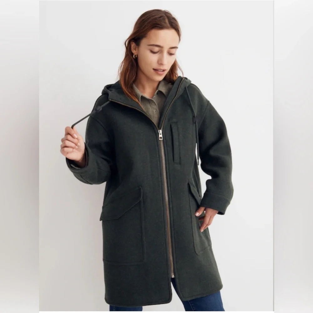 Madewell Lynnford Coat Wool Cashmere Forest Green Small New FLAWED